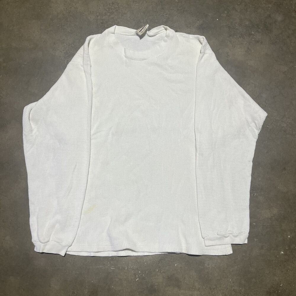 Vintage 90s Weekends White Cotton Blank Thermal Shirt